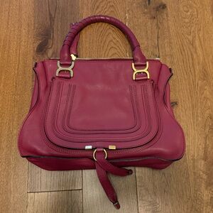 Chloe Marcie Satchel in Berry Red with Gold Hardware